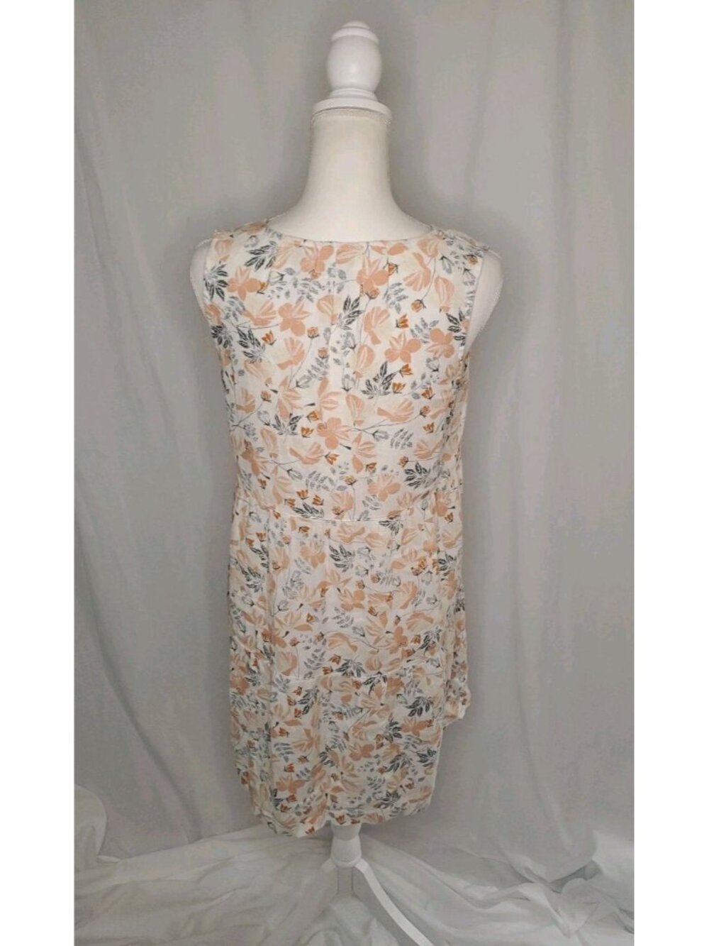 Joie 100% Linen Tiered Floral Orange/Coral Dress V-Neck Boho Beach Vaca Sz S - Picture 4 of 15